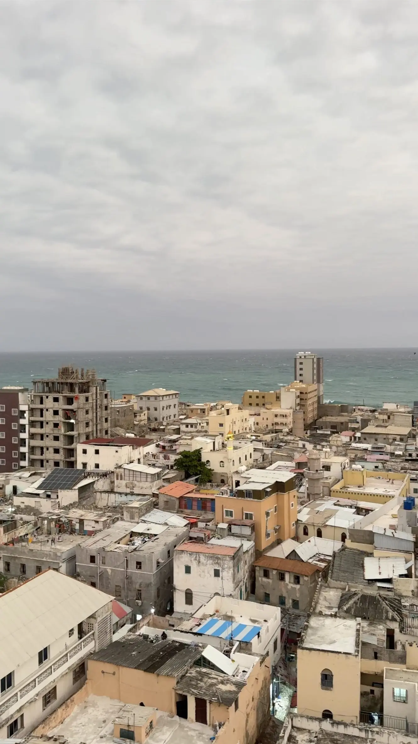 Mogadishu city and coastline from above