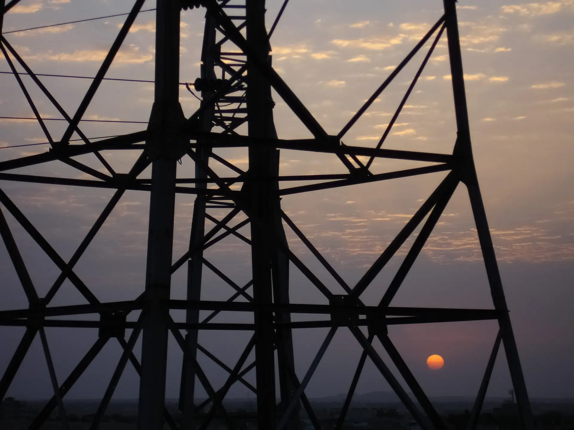 Power lines at sunset