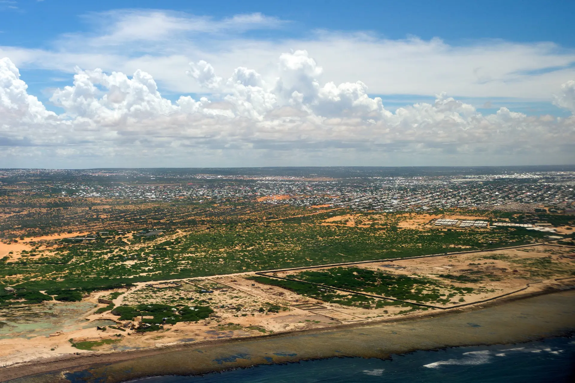 Mogadishu and its coastline from the air