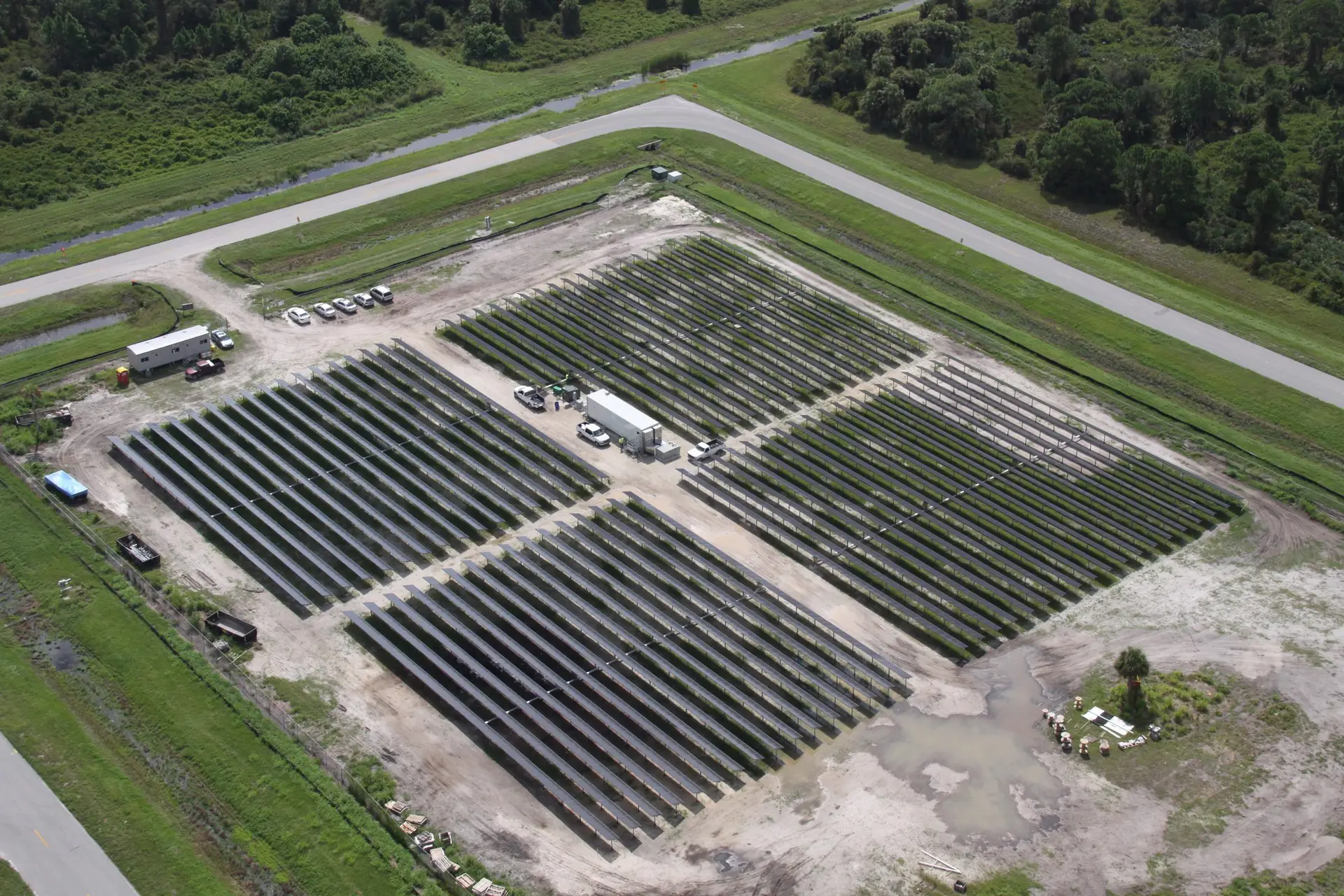 Aerial view of a solar power plant
