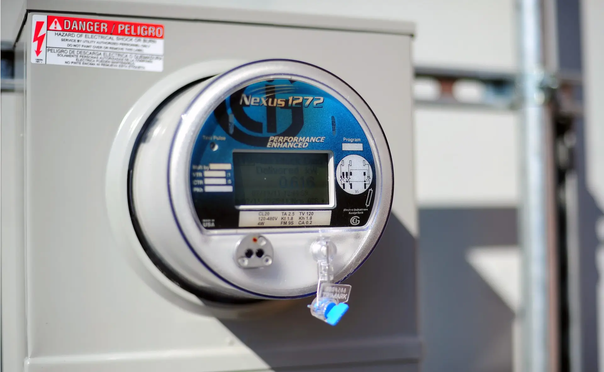 Smart electricity meter on a building