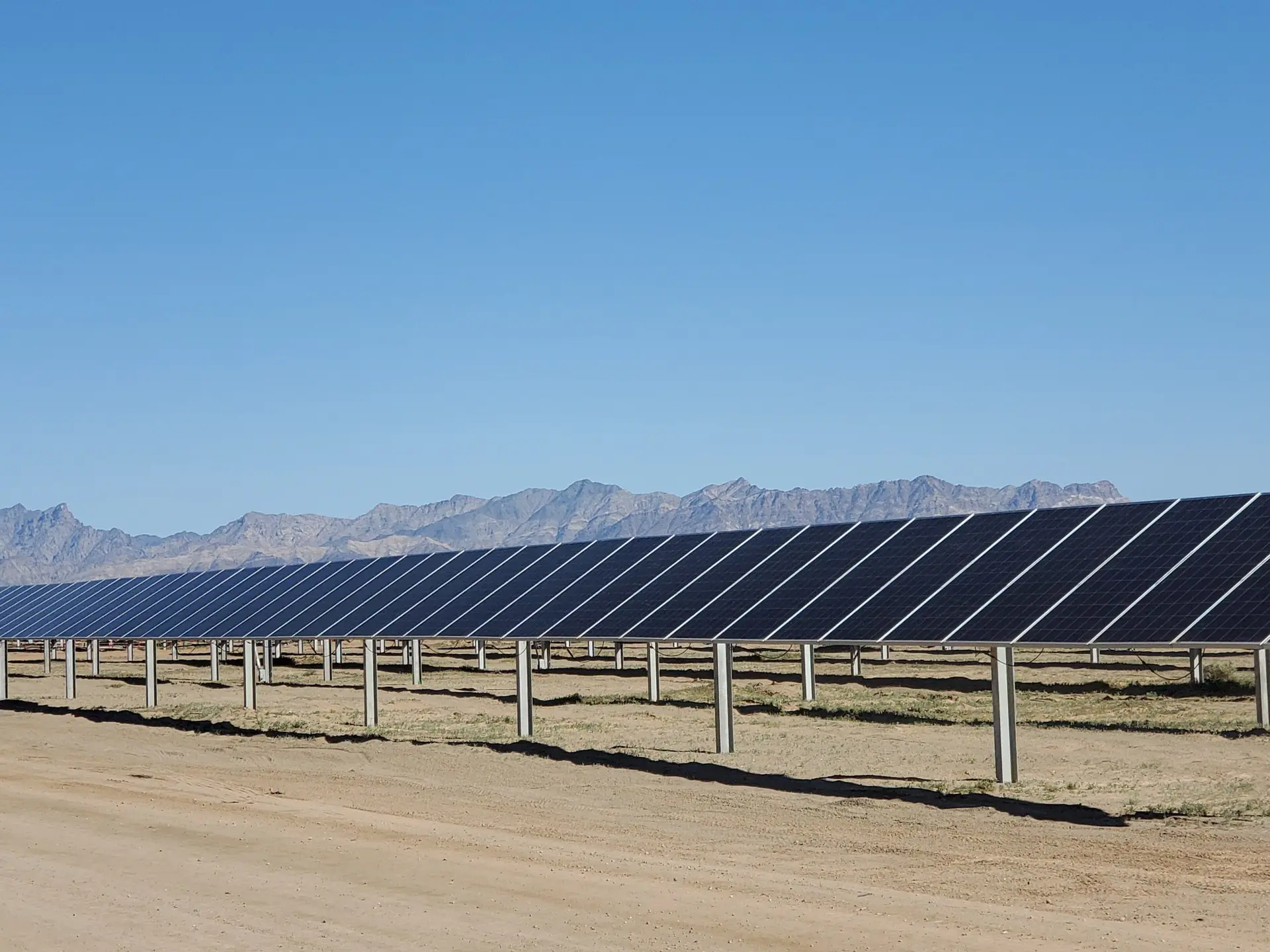Utility-scale solar power plant in the desert