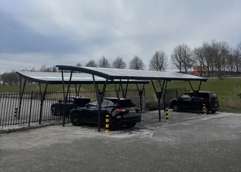 Solar carport over parked cars