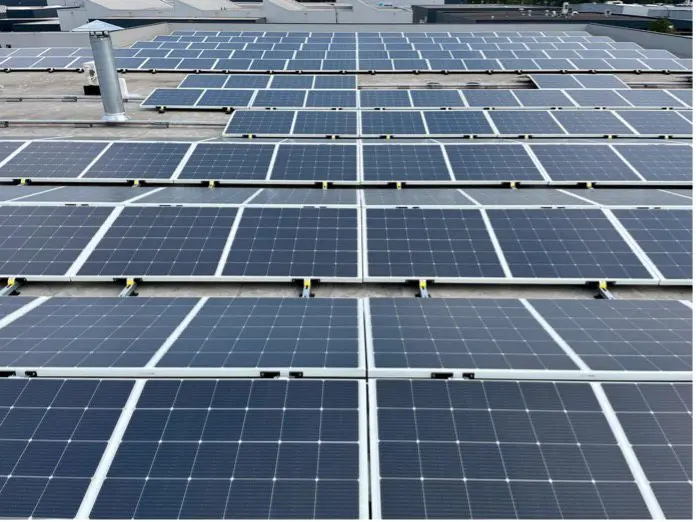 Rows of solar panels on Different Doors' roof in Budel