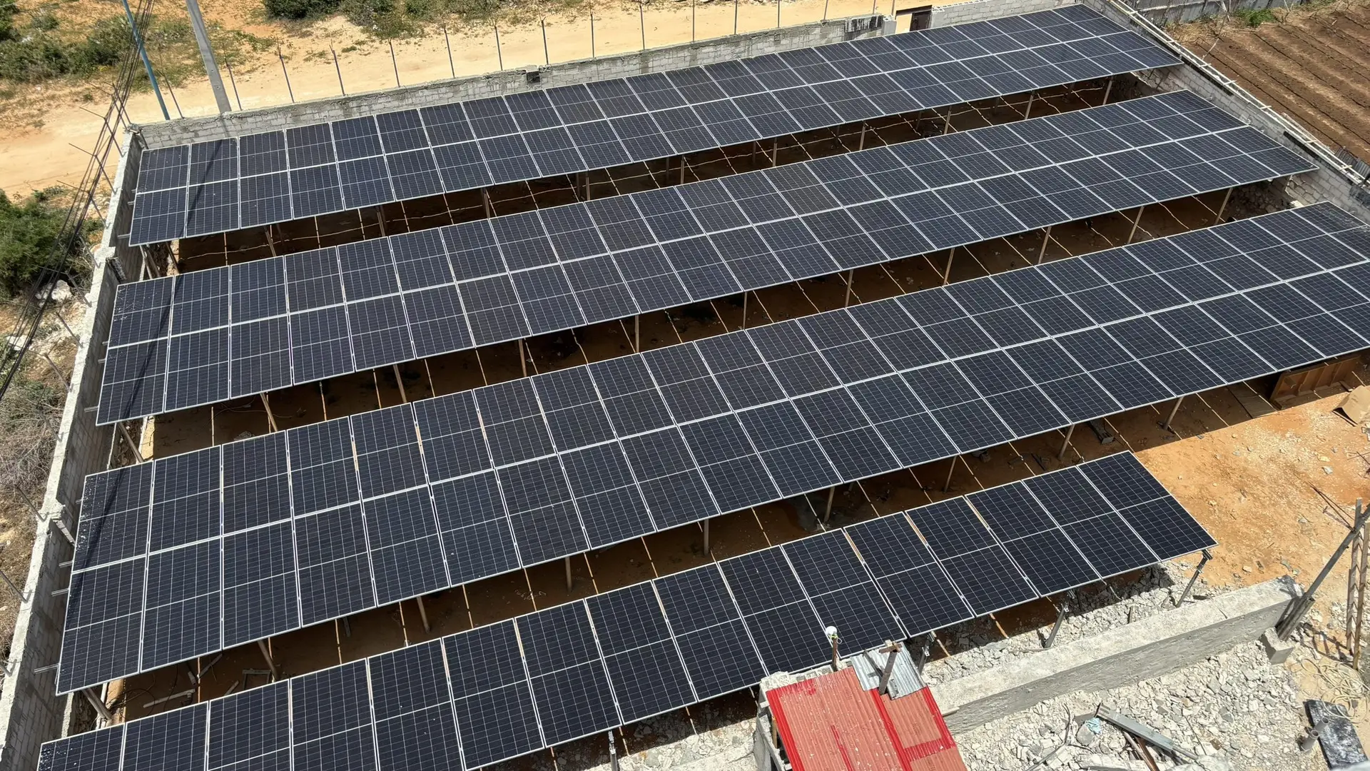 Solar panels on a flat roof