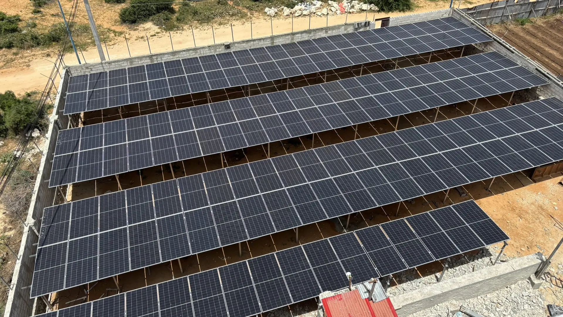 Solar panels on a flat roof